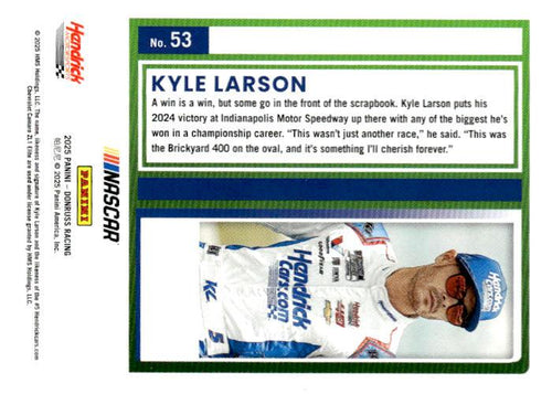 2025 Donruss #53 Kyle Larson Carolina Blue Laser #/99