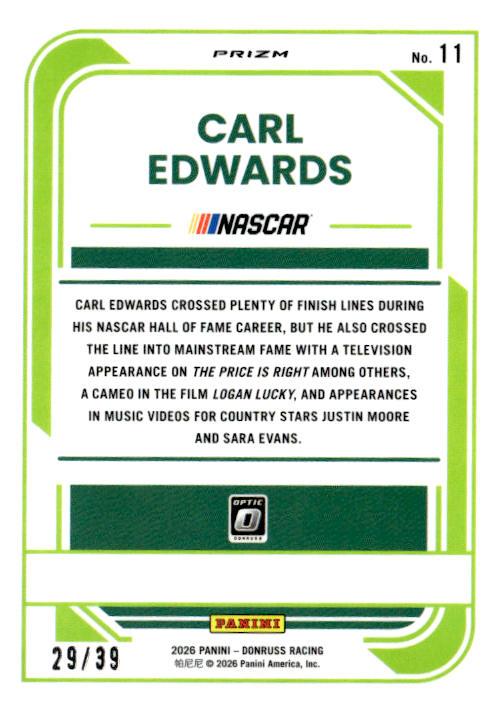 2026 Donruss #11 Carl Edwards Optic Black Velocity #/39