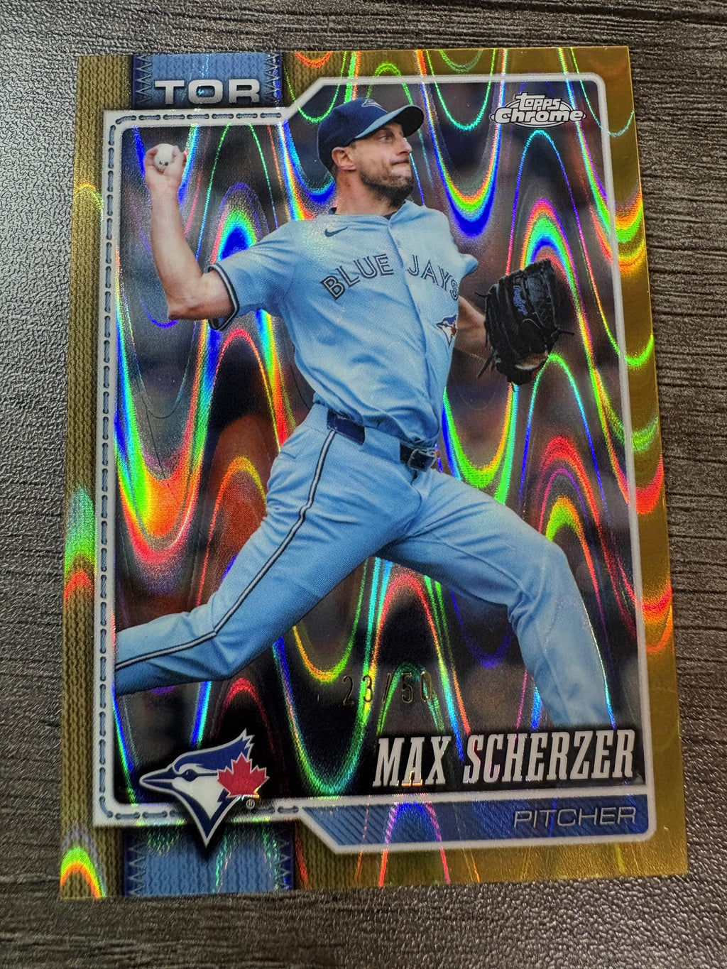2026 Topps Chrome #148 Max Scherzer Gold RayWave Refractor /50
