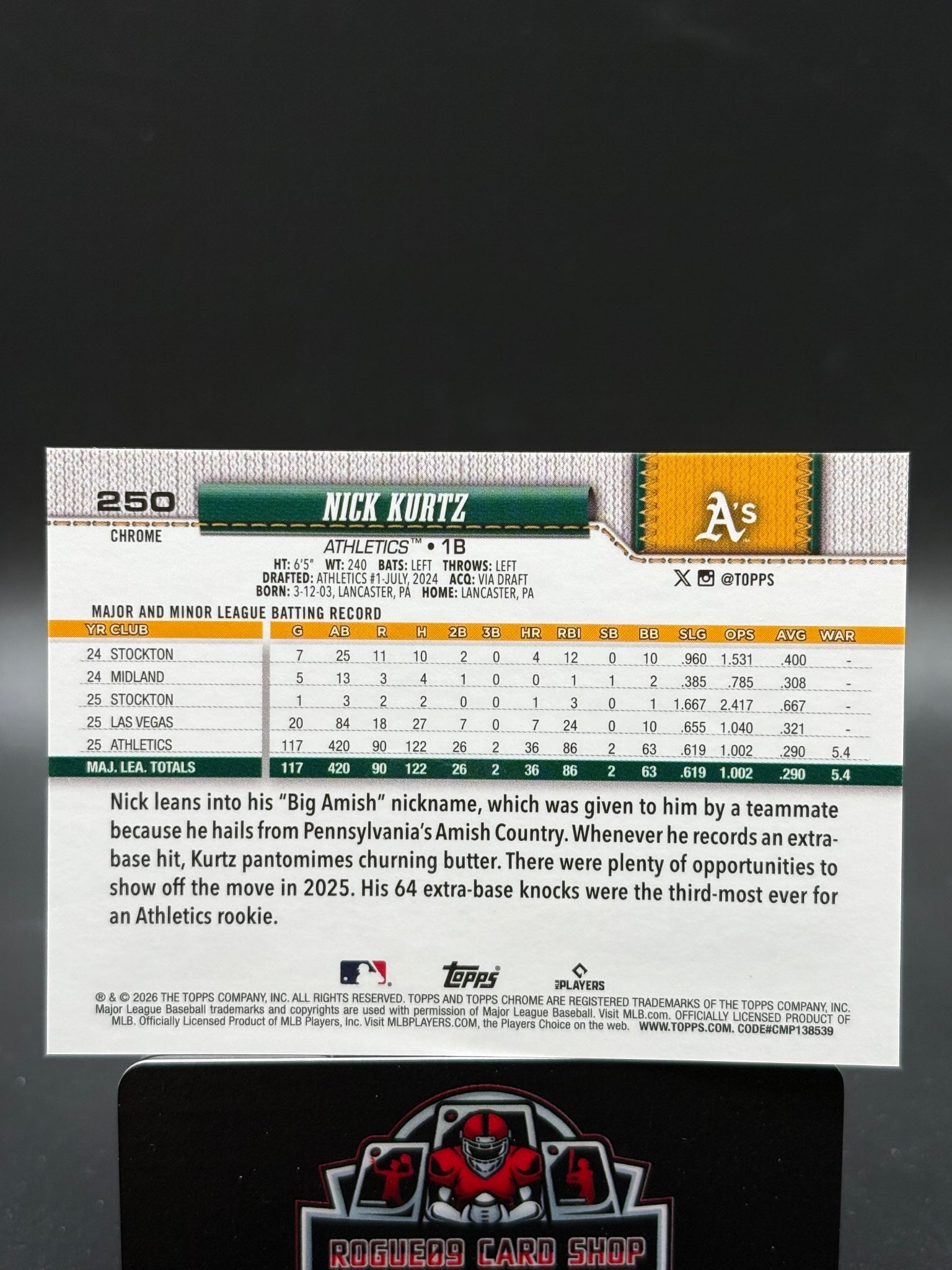 2026 Topps Chrome #250 Nick Kurtz Geometric Black X-Fractor 1/10
