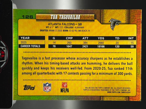 2026 Topps Flagship #126 Tua Tagovailoa Golden Mirror Variations