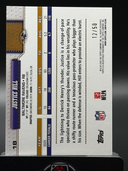 2026 Topps Flagship #18 Justice Hill Gold Diamante Foil #/50