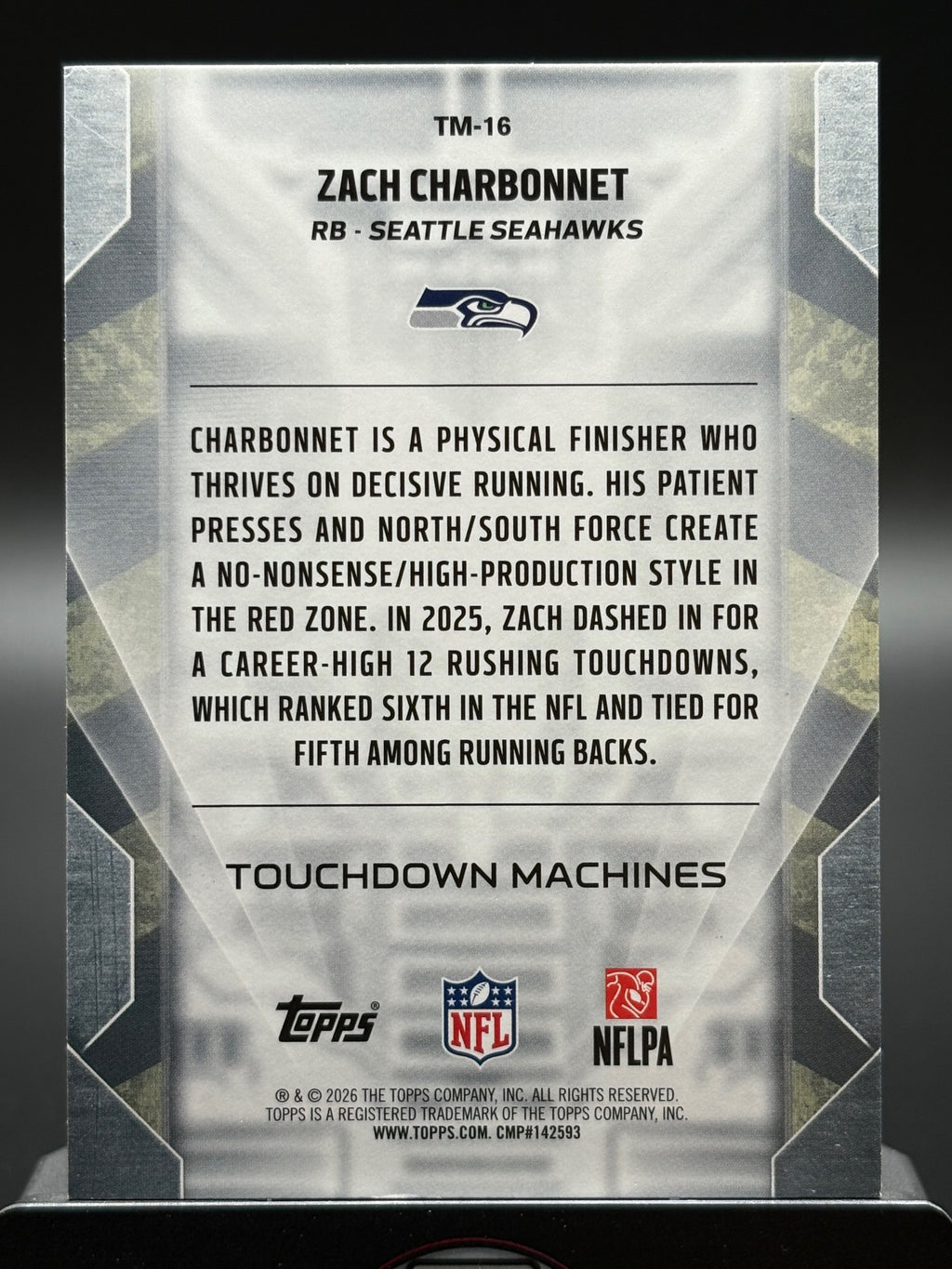 2026 Topps Flagship #TM-16 Zach Charbonnet Touchdown Machines Green #/99