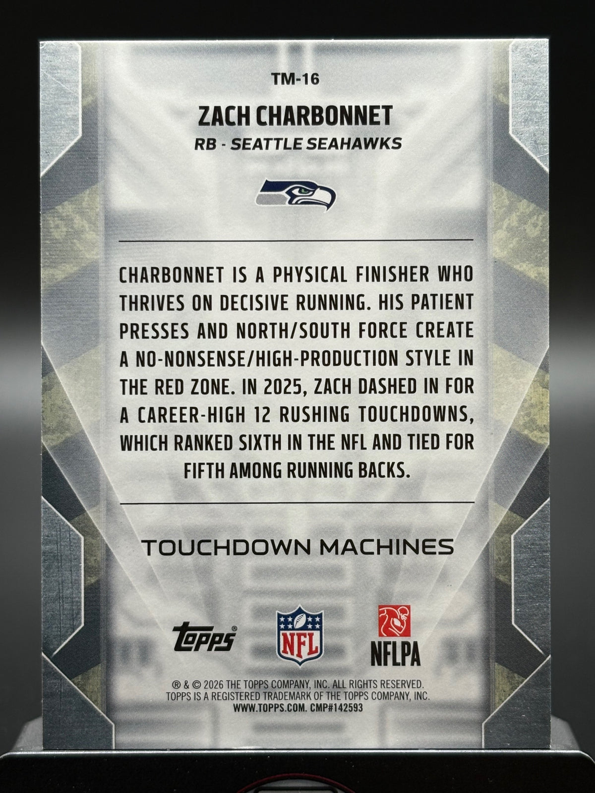 2026 Topps Flagship #TM-16 Zach Charbonnet Touchdown Machines Green #/99