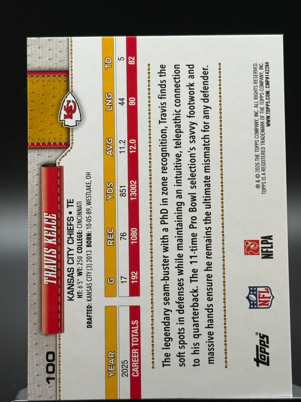 2026 Topps Flagship #100 Travis Kelce Rainbow Foil