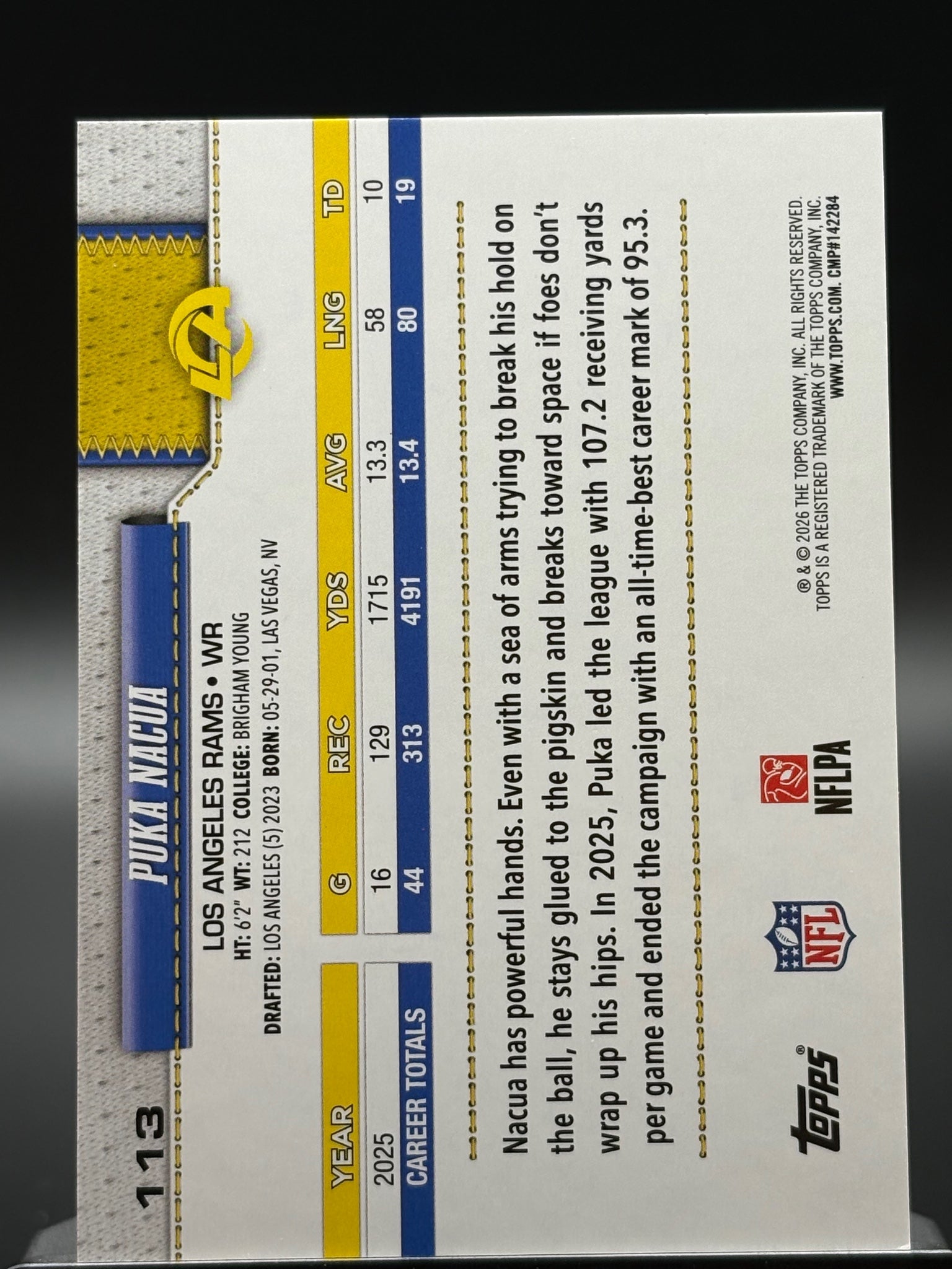 2026 Topps Flagship #113 Puka Nacua Topps Logo Foilboard