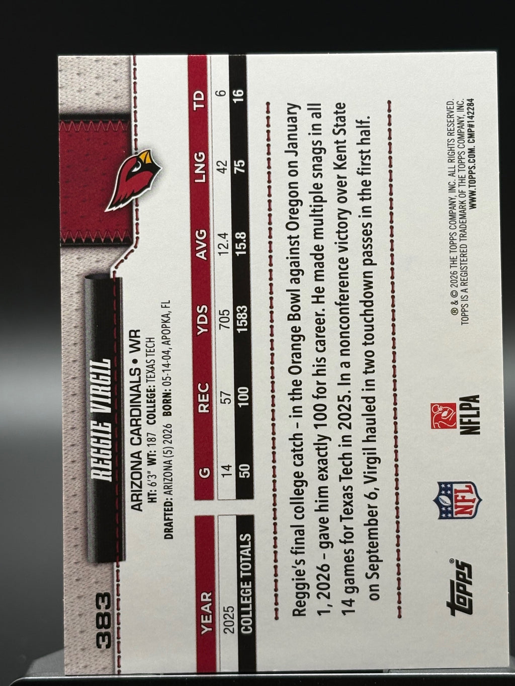 2026 Topps Flagship #383 Reggie Virgil Topps Logo Foilboard
