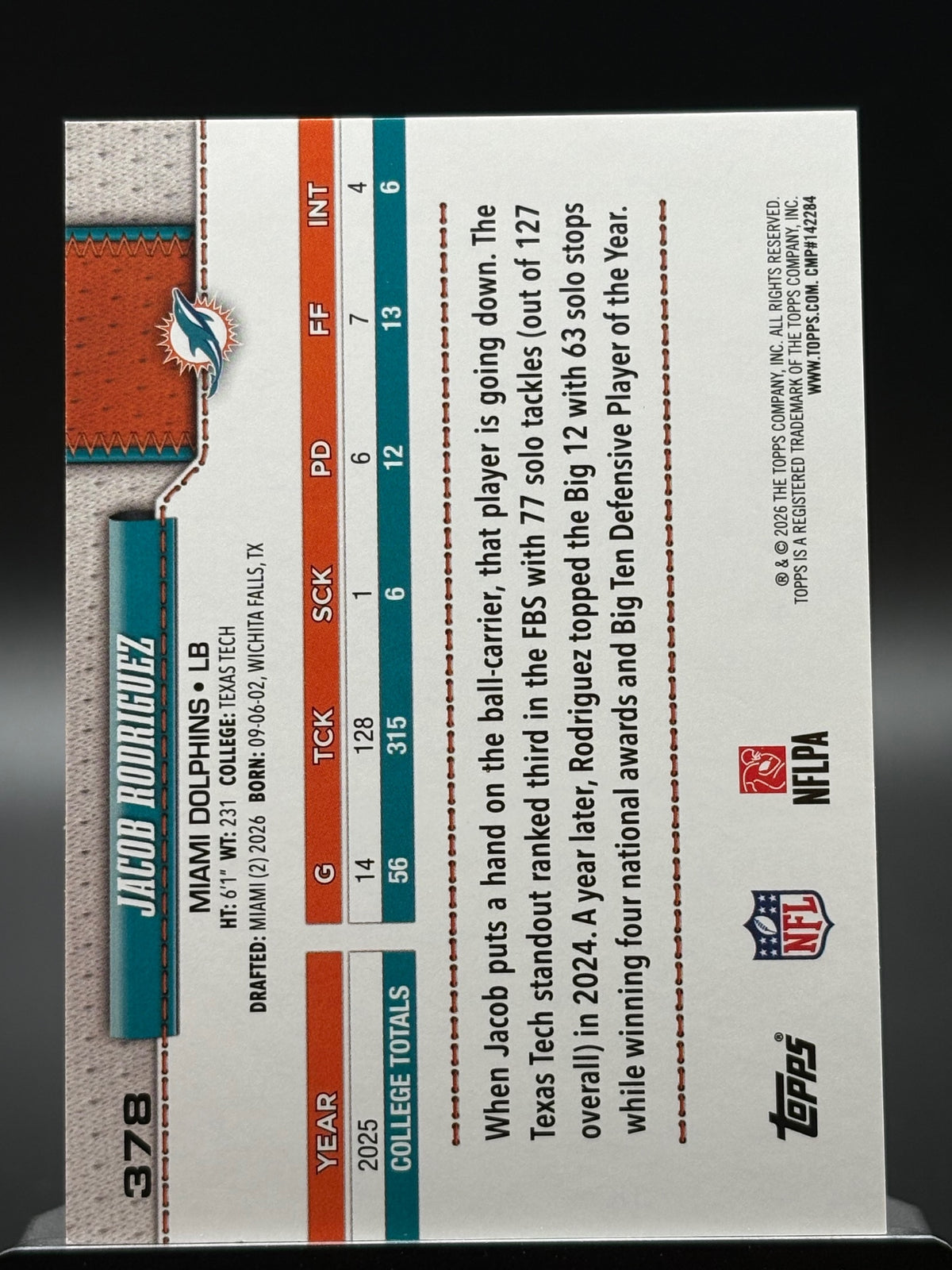 2026 Topps Flagship #378 Jacob Rodriguez Topps Logo Foilboard