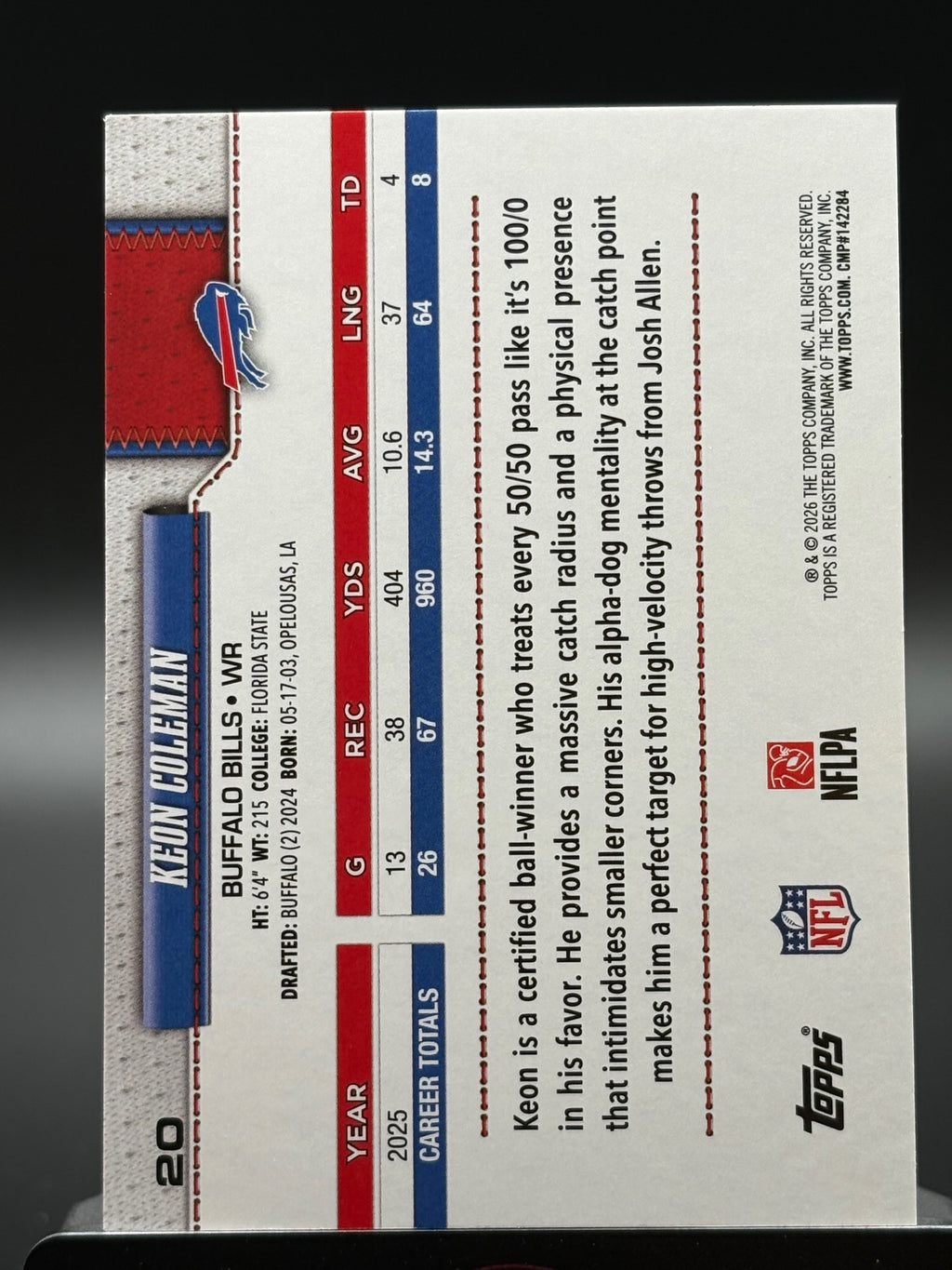 2026 Topps Flagship #20 Keon Coleman Aqua Holo Foil