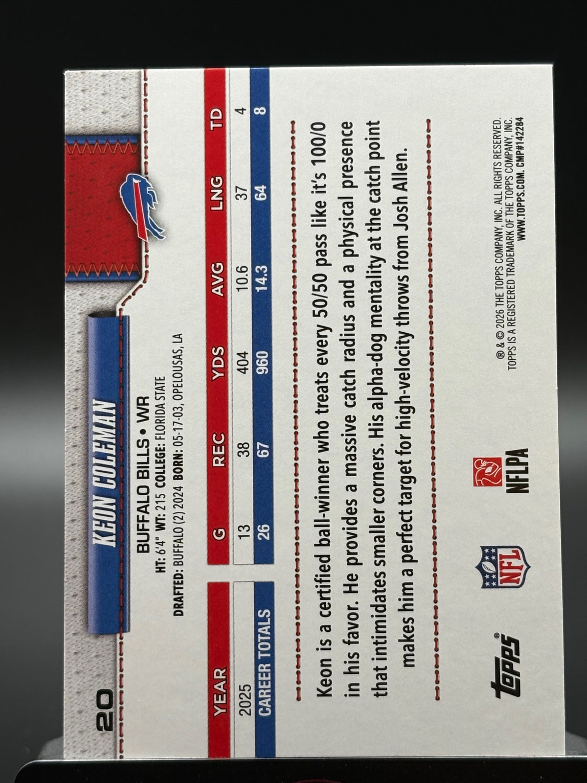 2026 Topps Flagship #20 Keon Coleman Aqua Holo Foil