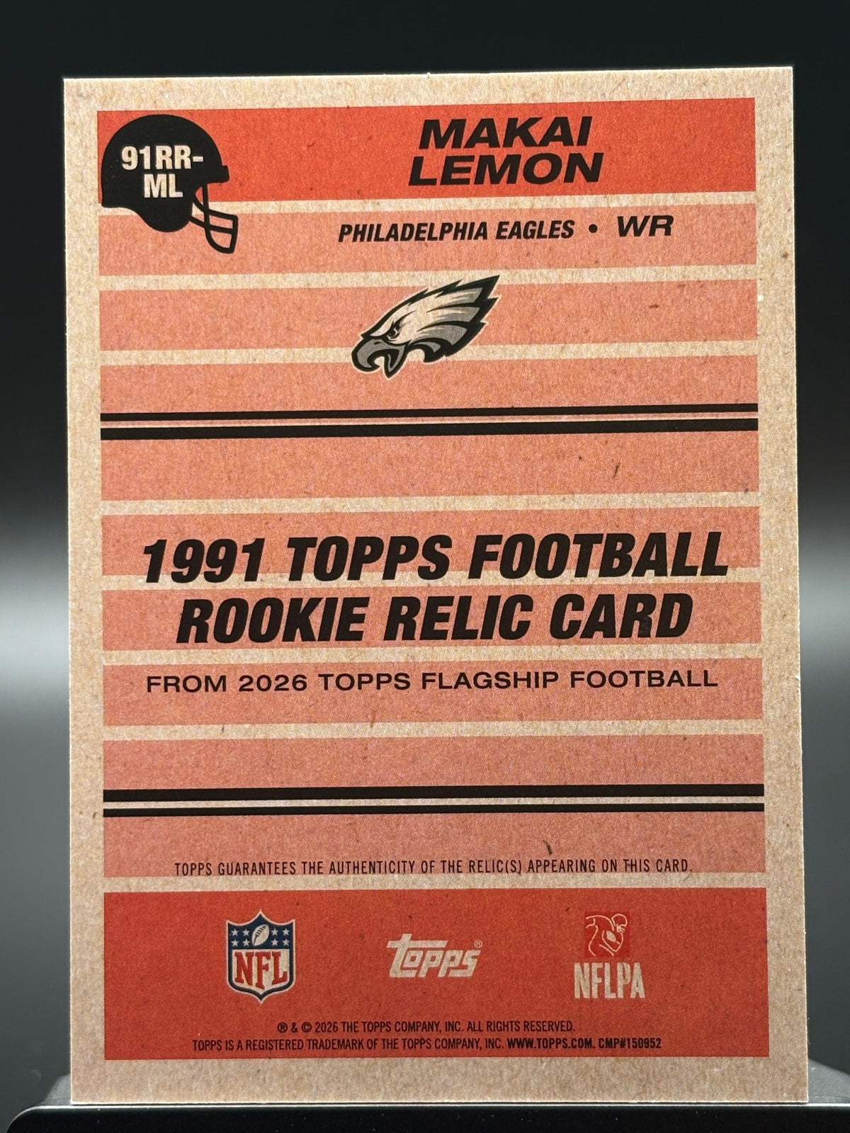 2026 Topps Flagship #91RR-ML Makai Lemon 1991 Topps Football Rookie Relics