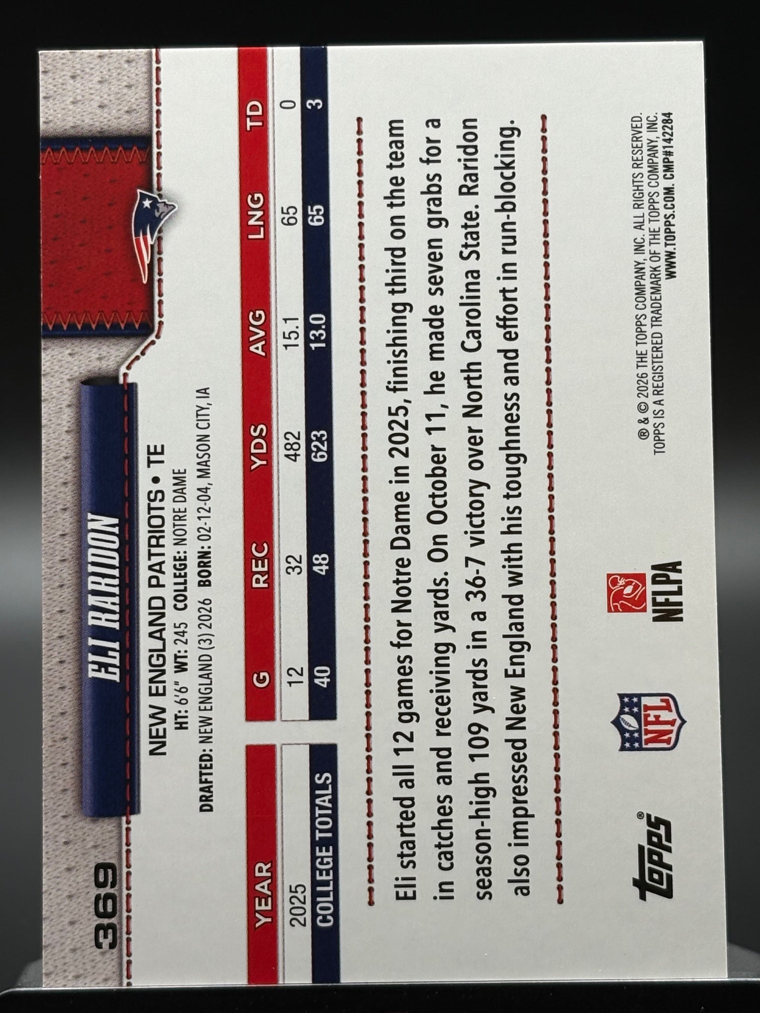 2026 Topps Flagship #369 Eli Raridon Topps Logo Foilboard