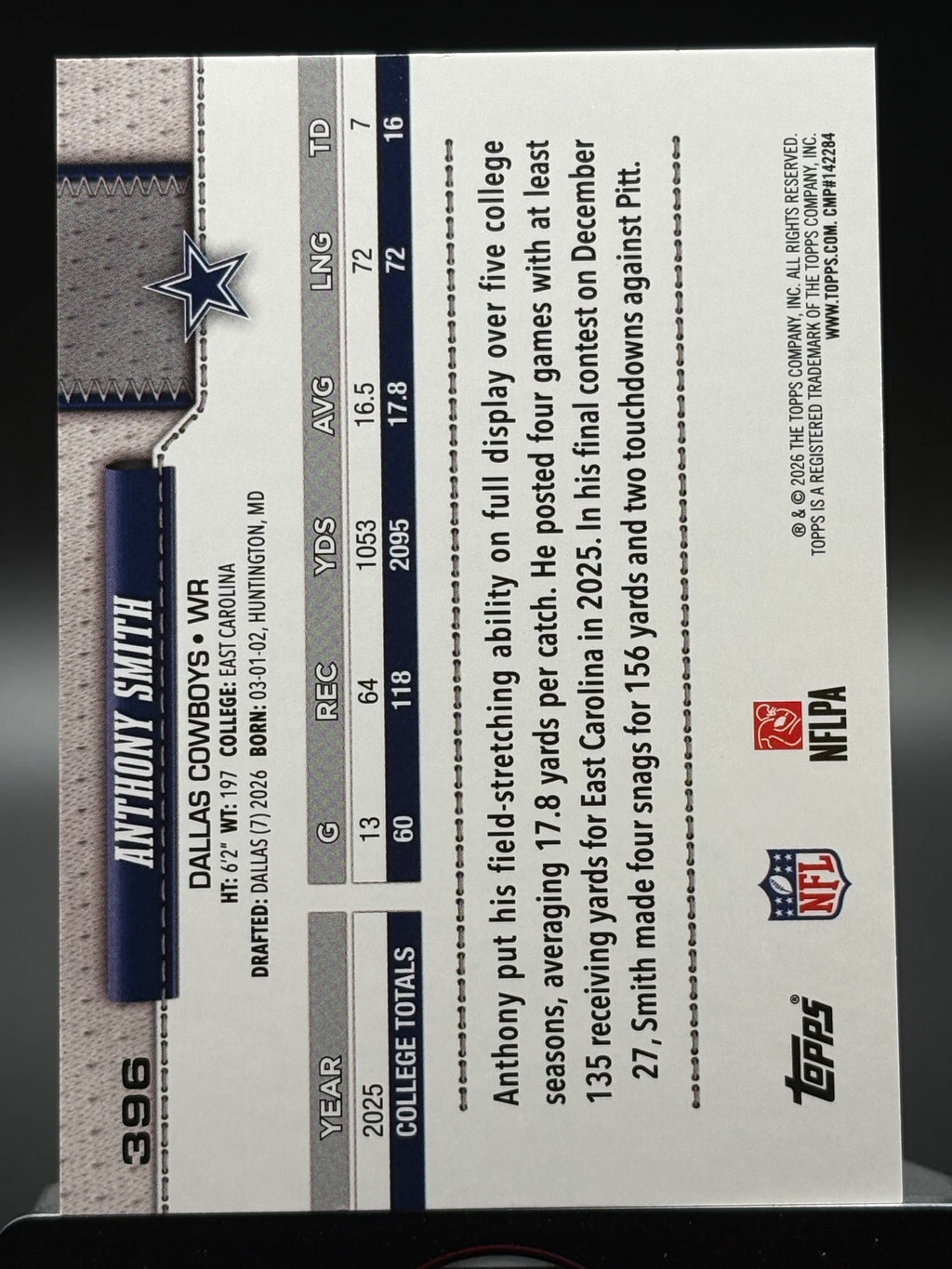 2026 Topps Flagship #396 Anthony Smith Topps Logo Foilboard