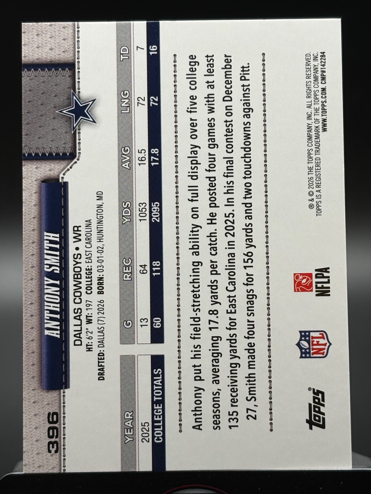2026 Topps Flagship #396 Anthony Smith Topps Logo Foilboard