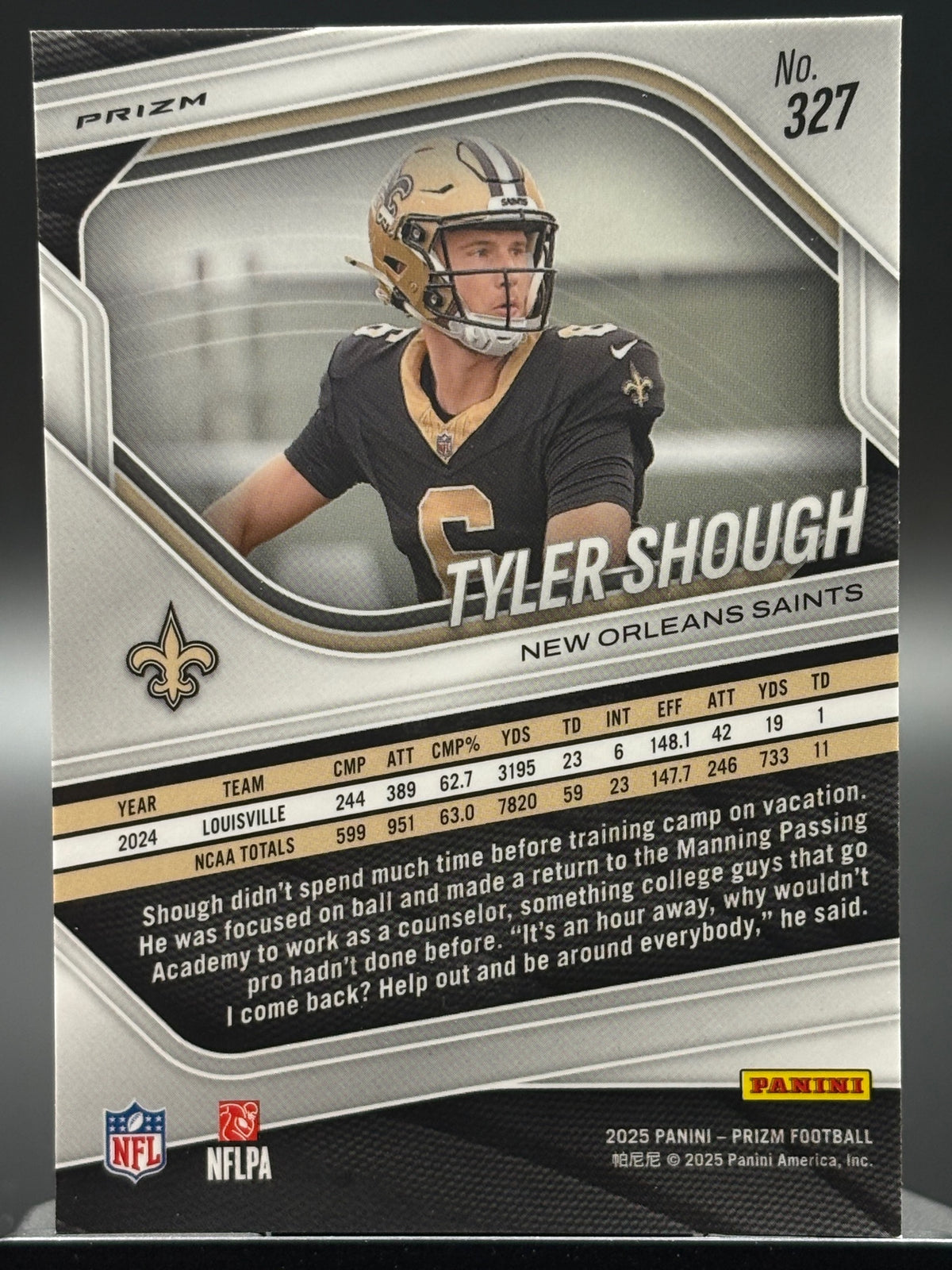 2025 Panini Prizm #327 Tyler Shough Green Wave