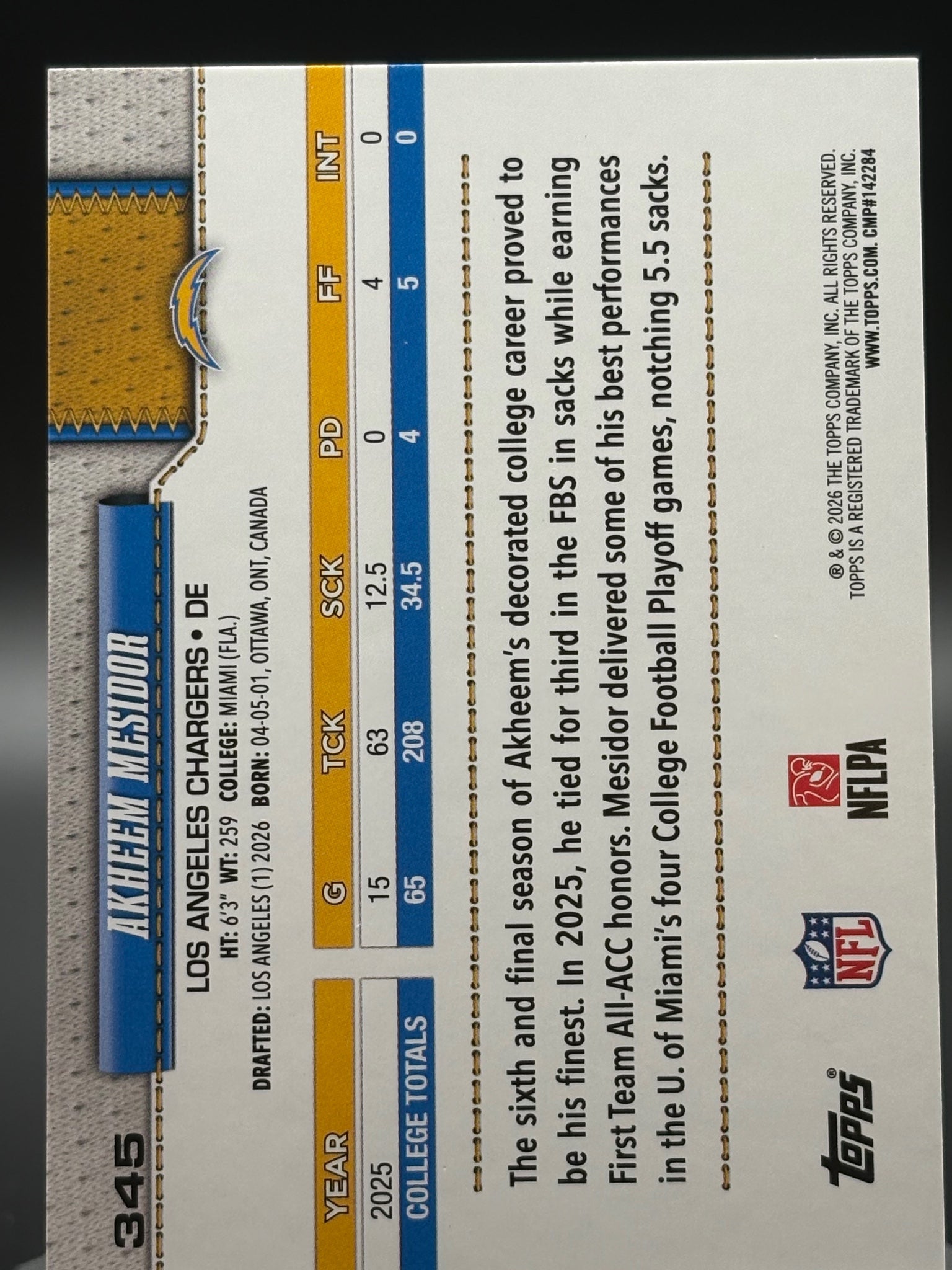 2026 Topps Flagship #345 Akheem Mesidor Rainbow Foil