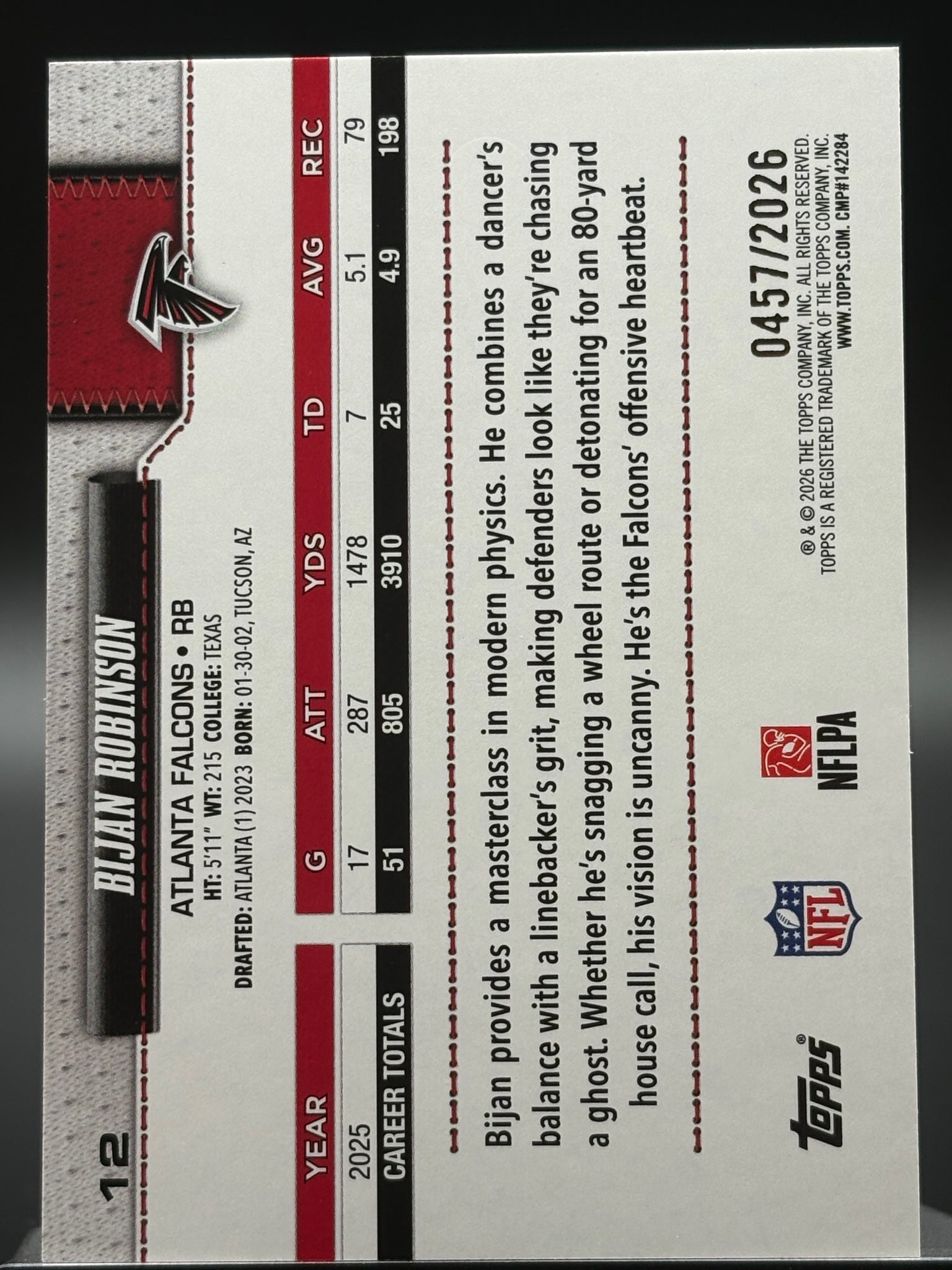 2026 Topps Flagship #12 Bijan Robinson Gold #/2026