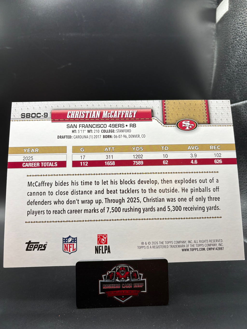 2026 Topps Flagship #SBOC-9 Christian McCaffrey Super Box Oversized 5x7