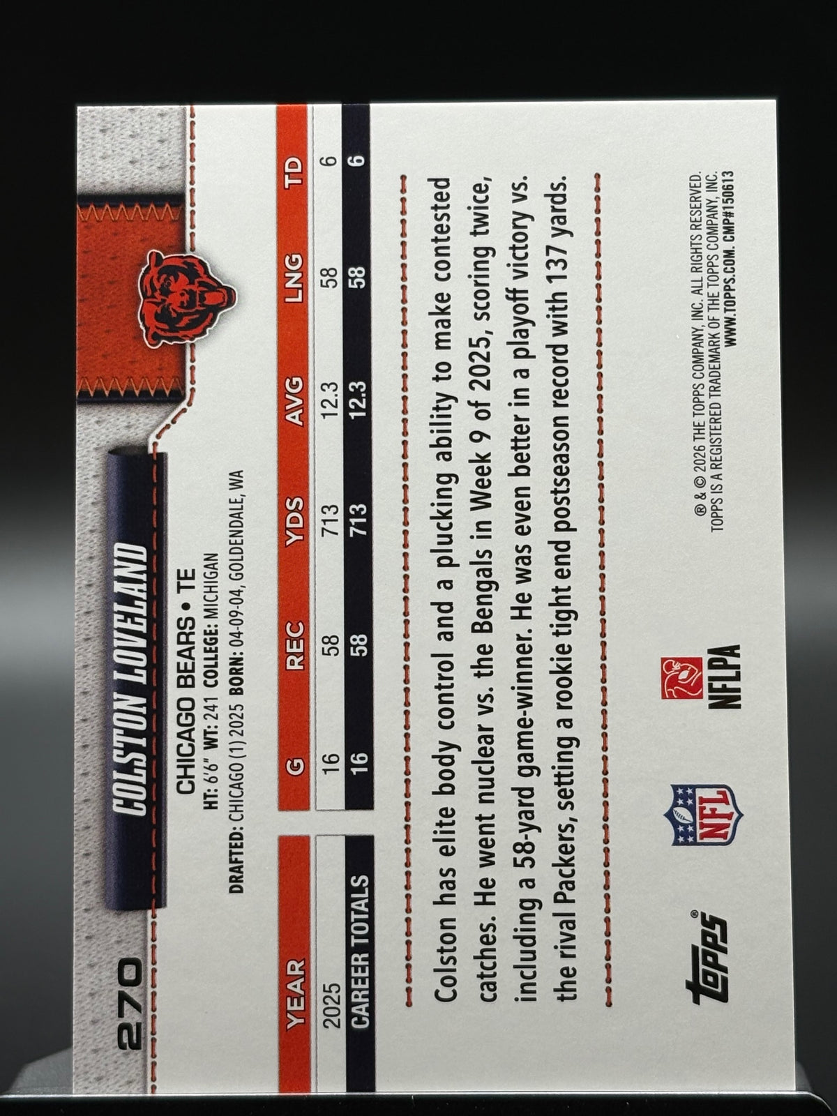 2026 Topps Flagship #270 Colston Loveland Silver Crackle Foil