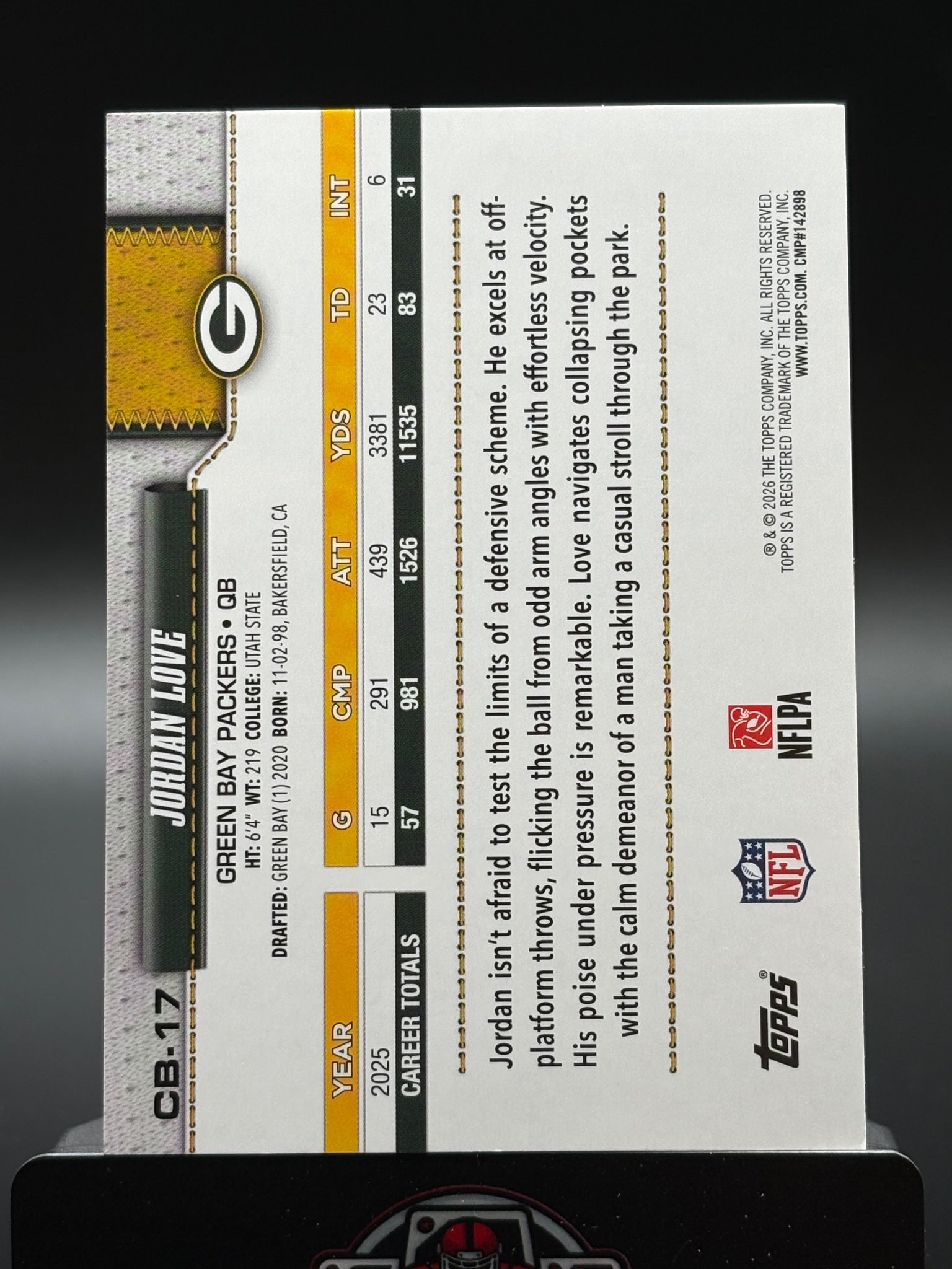 2026 Topps Flagship #CB-17 Jordan Love Companion Cards