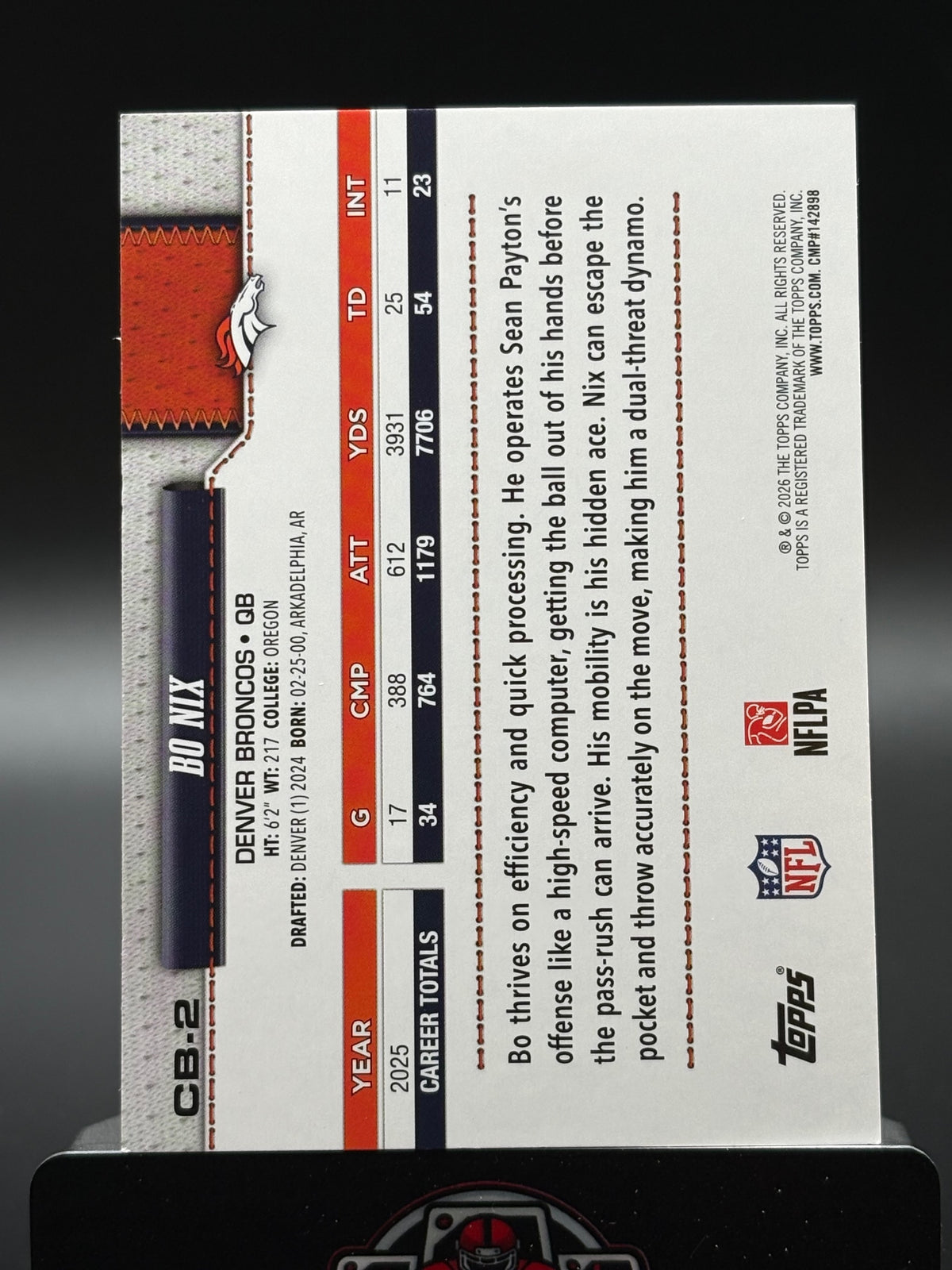 2026 Topps Flagship #CB-2 Bo Nix Companion Cards